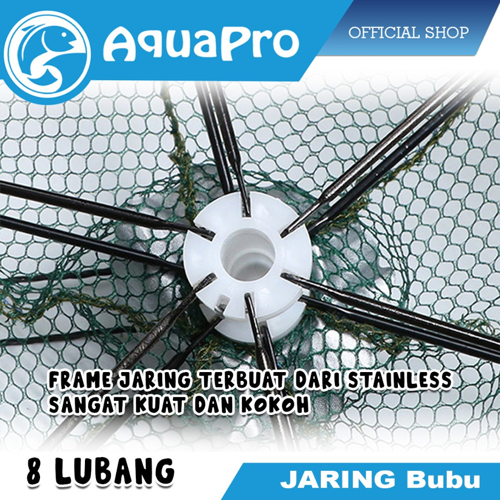 Aquapro Payung Bubu 8 Lubang Jaring Jebakan Perangkap Udang ikan Kepiting / Jaring Bubu Perangkap Ikan Image 6