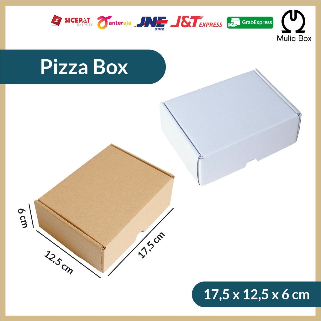 

Kardus Packing Pizza Box 17,5 x 12,5 x 6 cm Corrugated Die Cut Karton Kecil Polos Brownies