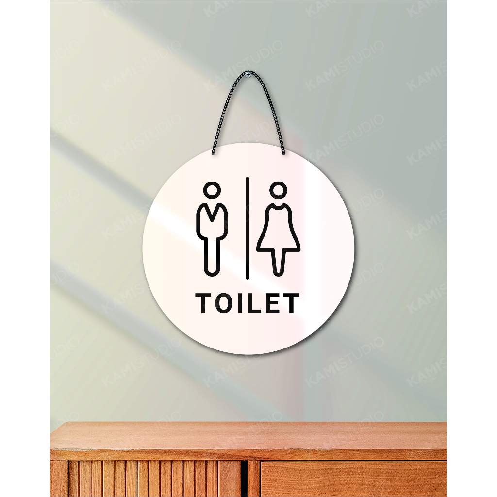 TULISAN TOILET 20X20 CM GANTUNG/ SIGN GANTUNG TOILET / TEMPELAN DINDING DENGAN RANTAI TOILET