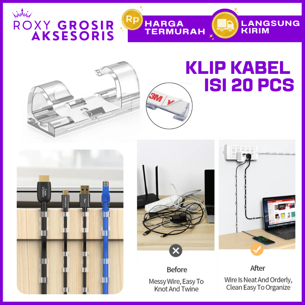 

Klip Kabel Organizer / Holder Kabel di Dinding Tempel / Klip Kabel Tempel Tembok