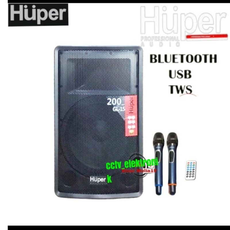 Speaker PORTABLE MEETING HUPER GL15 HUPER GL15 ORIGINAL 15 INCH HUPER 200WATT BLUTOOTH