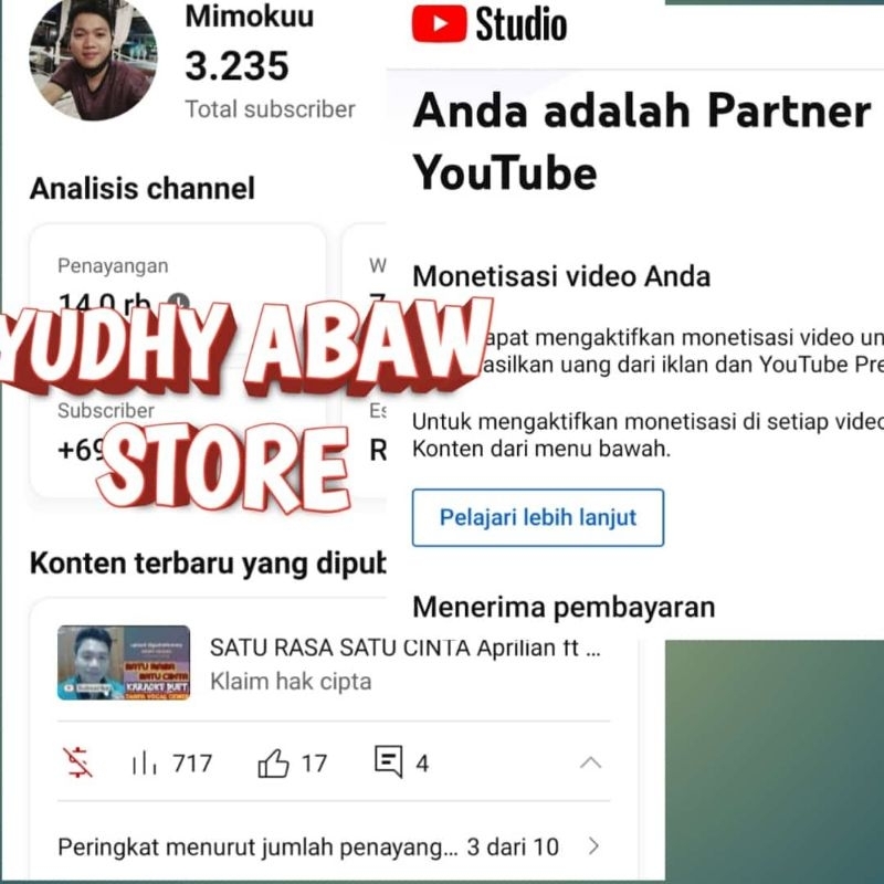 

youtube monet Subs Yt murah meriah permanen