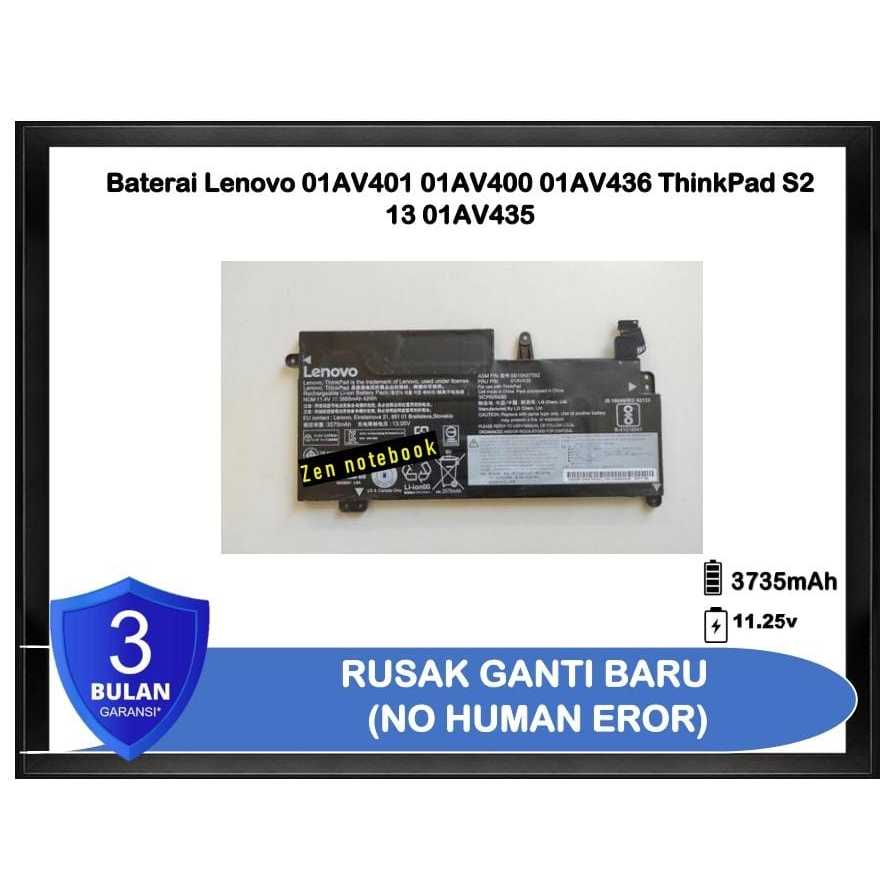 Baterai Battery Batre Lenovo 01AV401 01AV400 01AV436 ThinkPad S2 13 01AV435