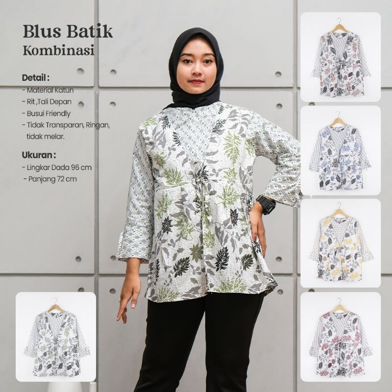 Blus Batik Kombinasi Rompi - Naira Batik