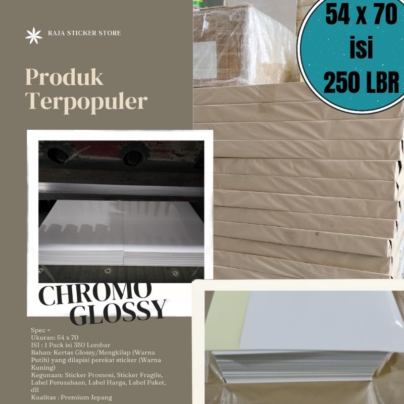 

STICKER CHROMO LINTEC GLOSSY QUALITY PREMIUM 54X70 ISI 250 LEMBAR