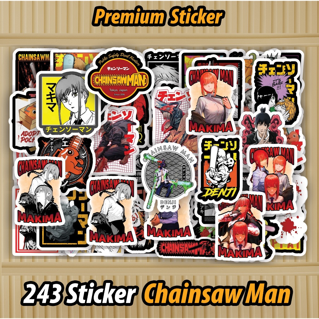 

243 PCS Sticker Chainsaw Man Waterproof sudah di Cutting