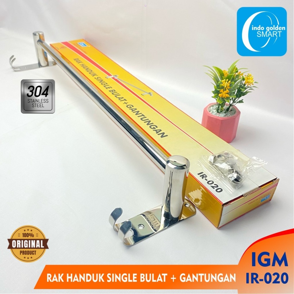 Rak Handuk Single Bulat + Gantungan Multifungsi IGM IR-020