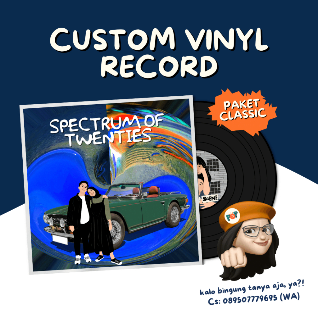 Custom Vinyl Record 12 Inch/30 cm (Paket Classic) - Desain, Lagu, dan Ilustrasi Gratis Bonus Gift Bo