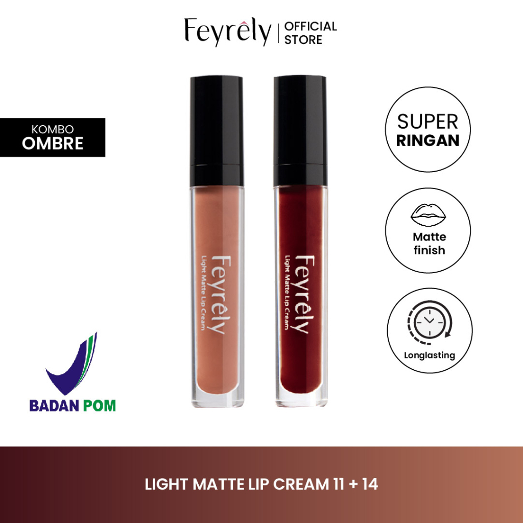 FEYRELY Light Matte Lip Cream Ombre Bundle 11 Choco Gravel + 14 Blackberry Jam
