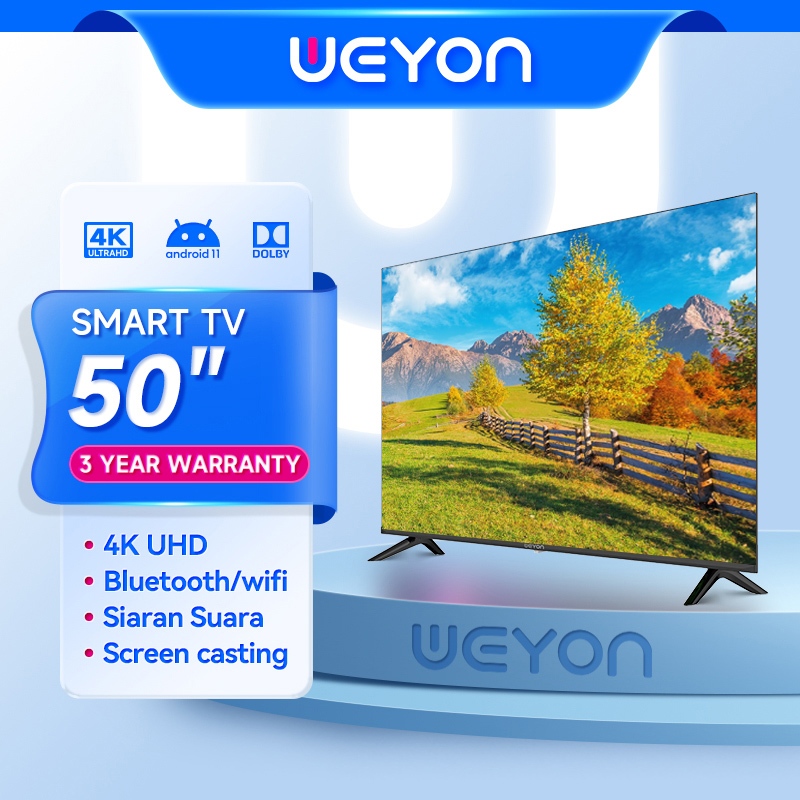 Weyon Smart TV LED 50 Inch 4K UHD Android Digital TV Televisi LED 3 Tahun Garansi Hands Free Voice C