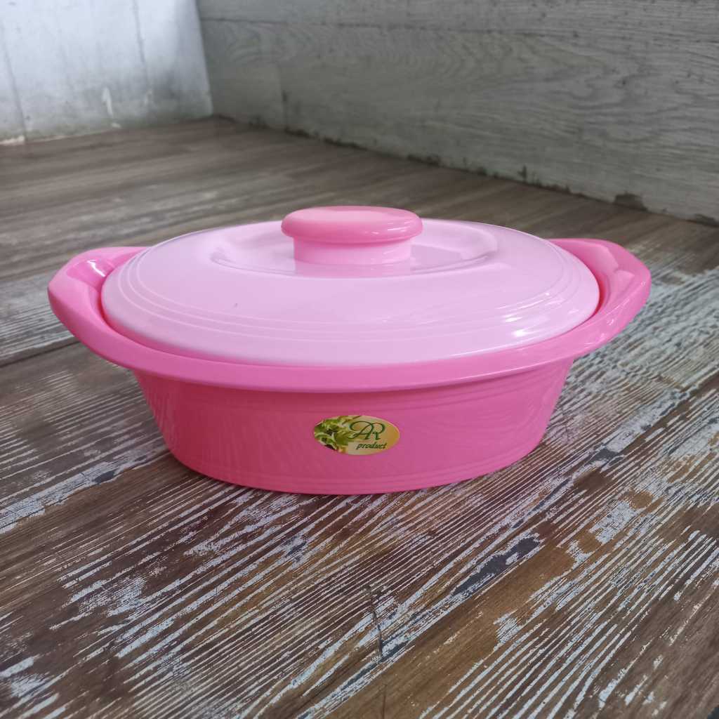 Basi Tutup Oval PINK GC | Wadah Saji / Basi Sayur Oval Plastik + Tutup