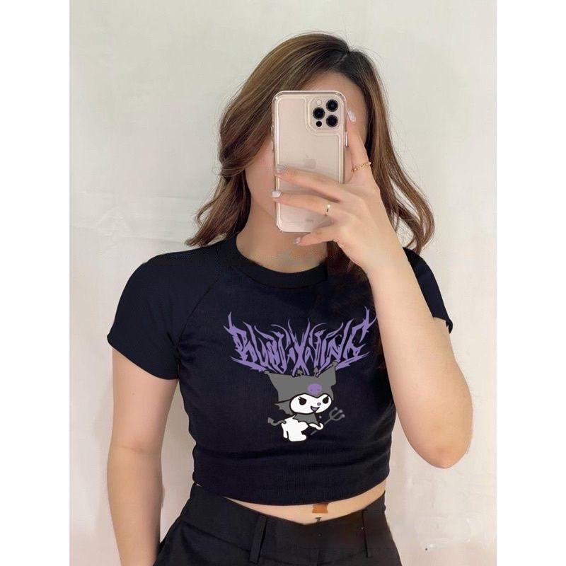 Crop Top Tee Kuromi Purple Rib
