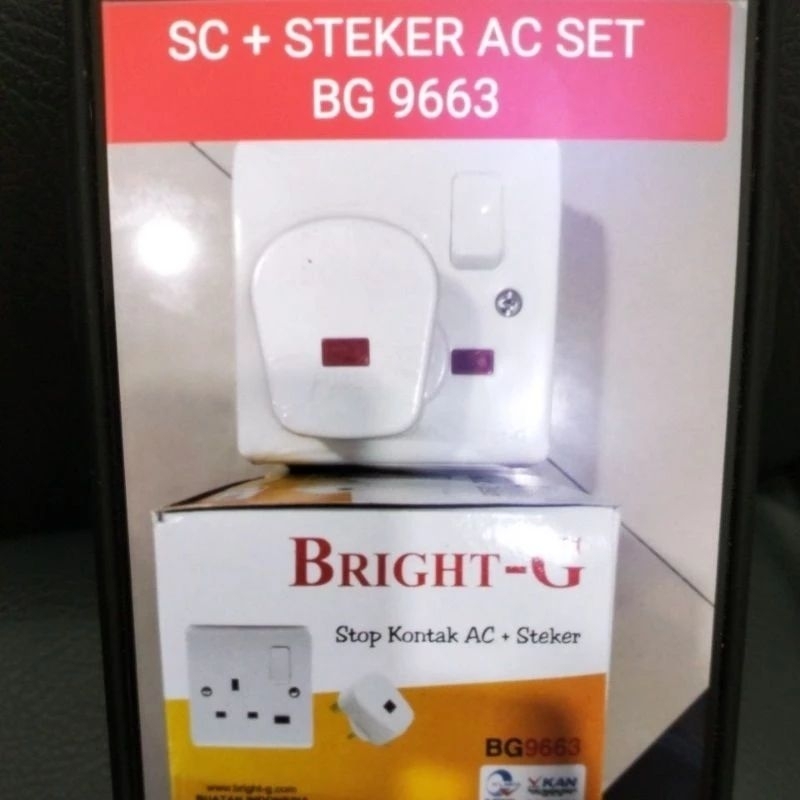 STOP KONTAK BRIGHT G AC KAKI 3 STEKER AC KAKI 3