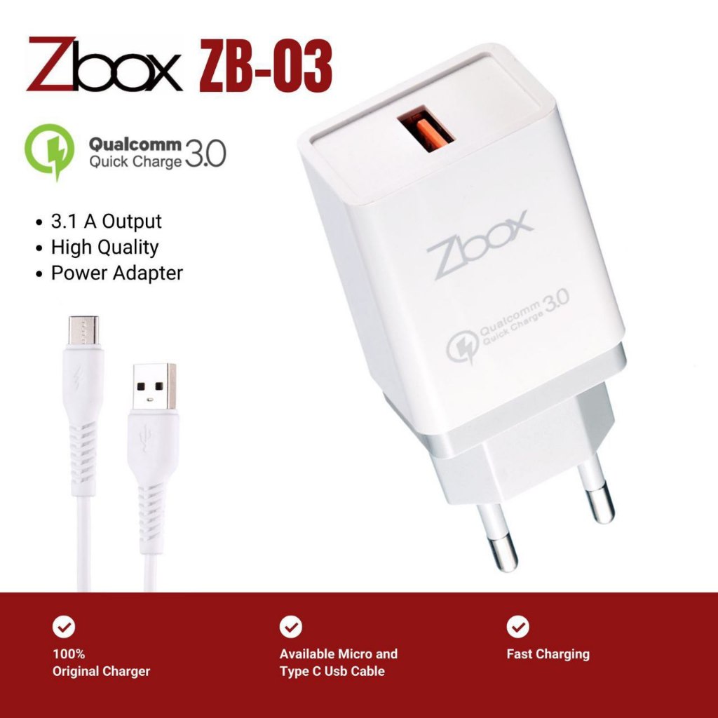 CHARGER ZBOX ZB-03 | MICRO | TYPE-C | ORIGINAL | TERLARIS