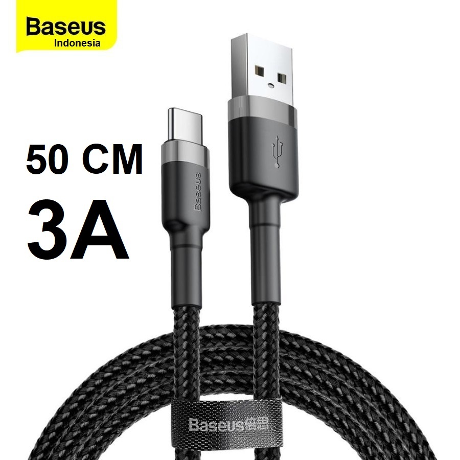 BASEUS Kabel Data Cafule USB to Type C 50CM Fast Charging Quick Charge 3A Cable Charger Cas Original