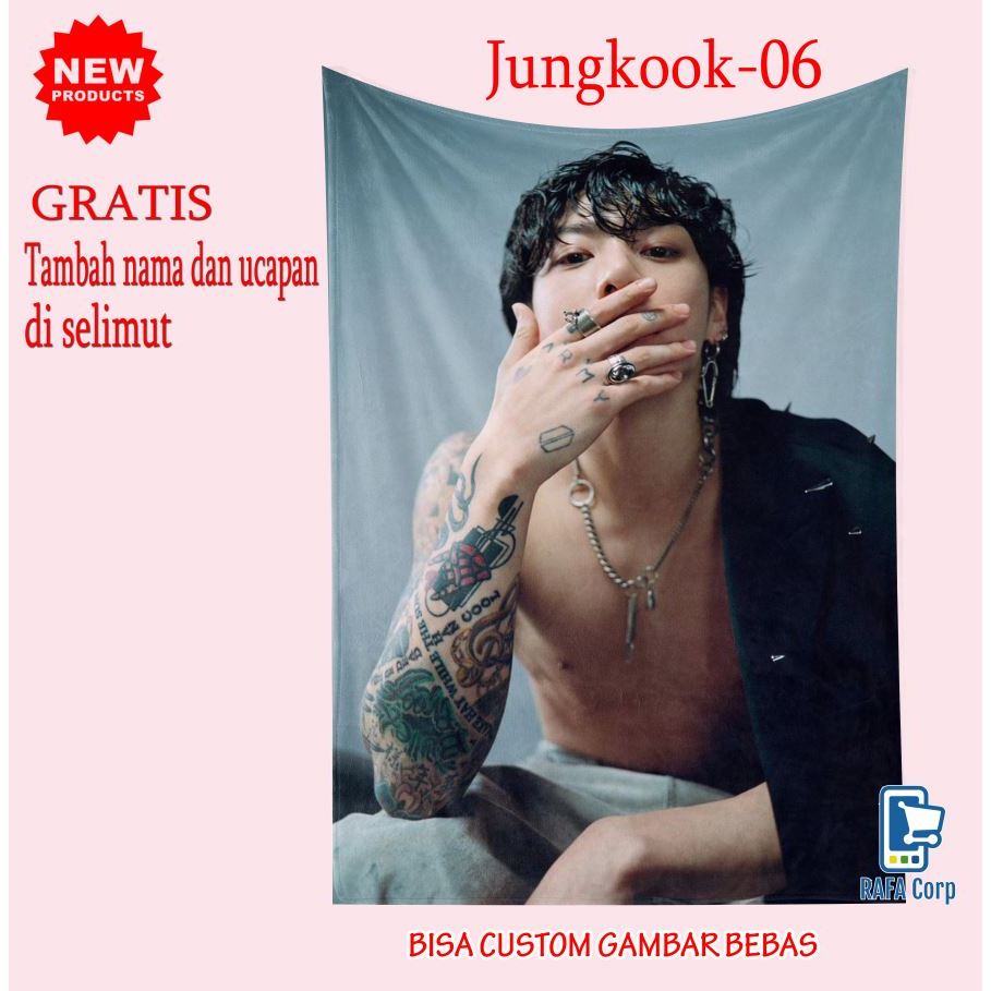 selimut jungkook-selimut BTS -jungkook-BTS-selimut ganteng -selimut custom