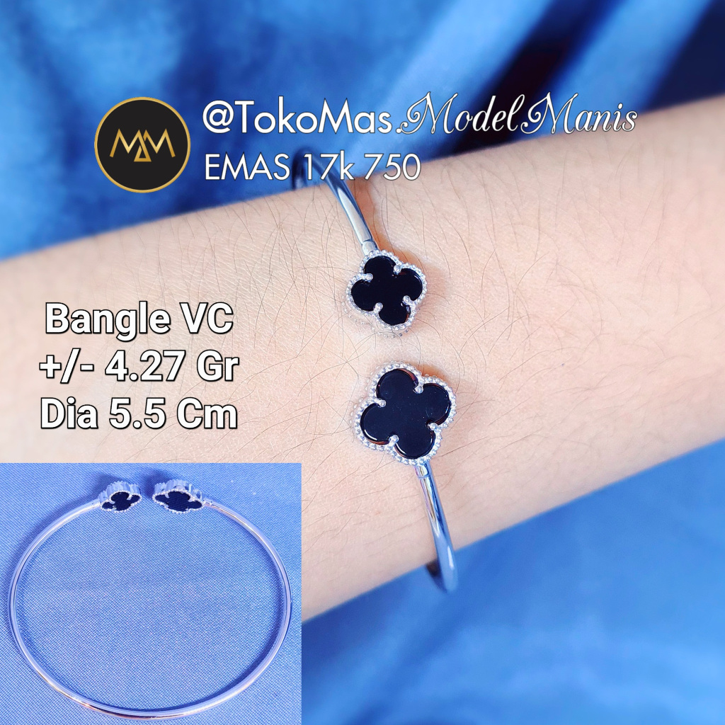 Gelang Bangle Tinju Van Cleef Emas Putih 750 kadar 17k