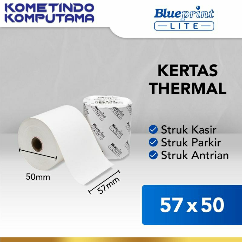 

57x50 KERTAS THERMAL PAPER 57x50 mm BLUEPRINT LITE - 1 Roll STRUK KASIR EDC TOL RESI 57x50mm Termal