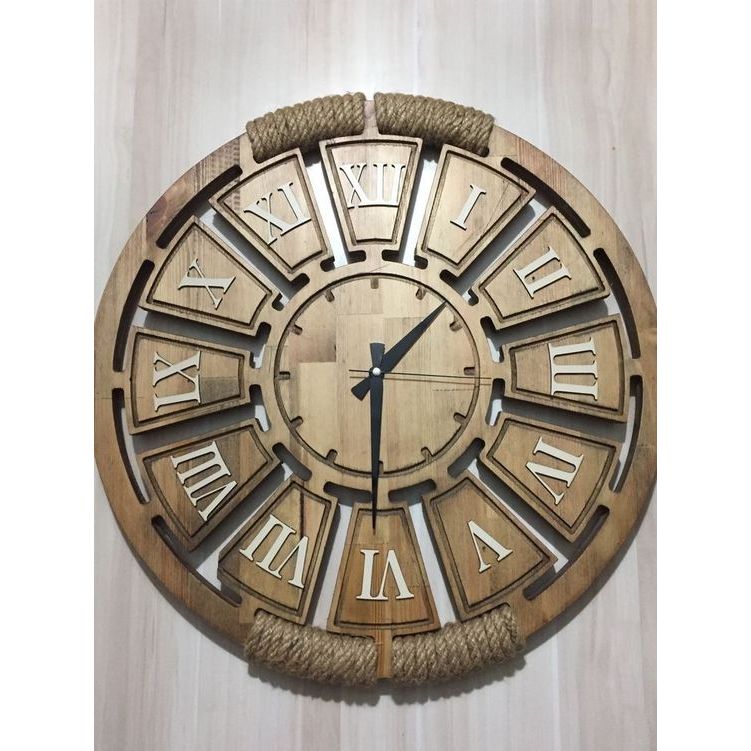 Jam Dinding Kayu Jati Mewah Motif Klasik