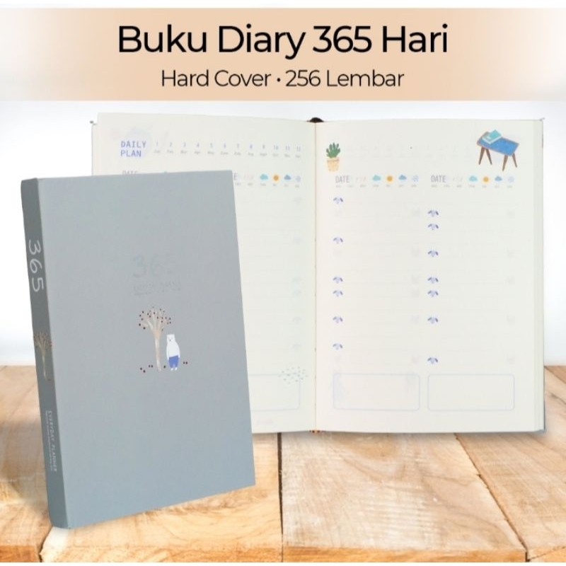 

DingDongTu Buku Diary 365 Hari Hardcover Agenda Planner Book - DDT-4083 - Gray
