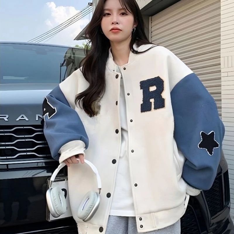 S - XXXXXXL (6XL) JAKET FARSITY BESBALL HARAJUKU URBAN STYLE LOGO R A BIGSIZE XL 2XL 3XL 4XL 5XL 6XL