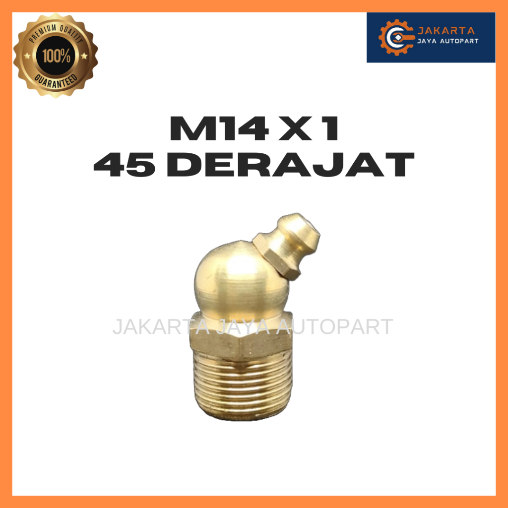 NEPEL GREASE 14MM M14*1 45° / NIPPLE GREASE / NEPEL GEMUK KUNINGAN