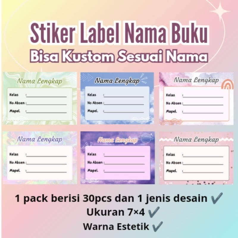 

STIKER NAMA BUKU Mapel Aesthetic isi 30pcs