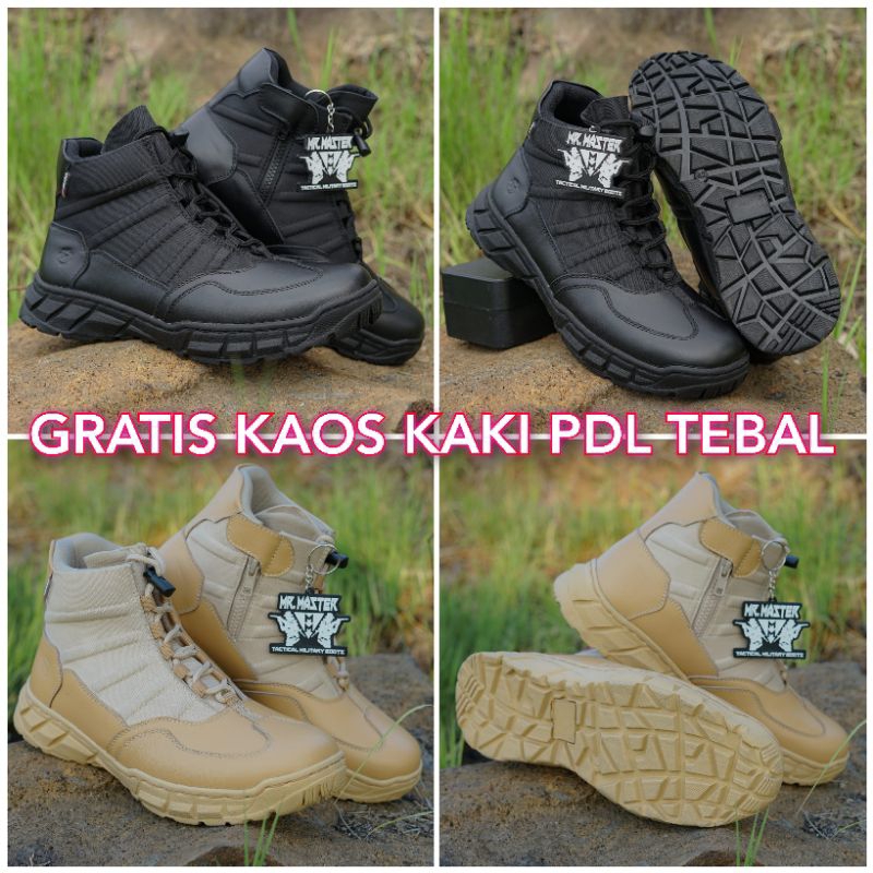 Sepatu Pdl Ninja Pendek Hitam Dan Cream Kulit Sapi Asli Merk MR MASTER Sepatu Pdl Lantas Satpol pp K