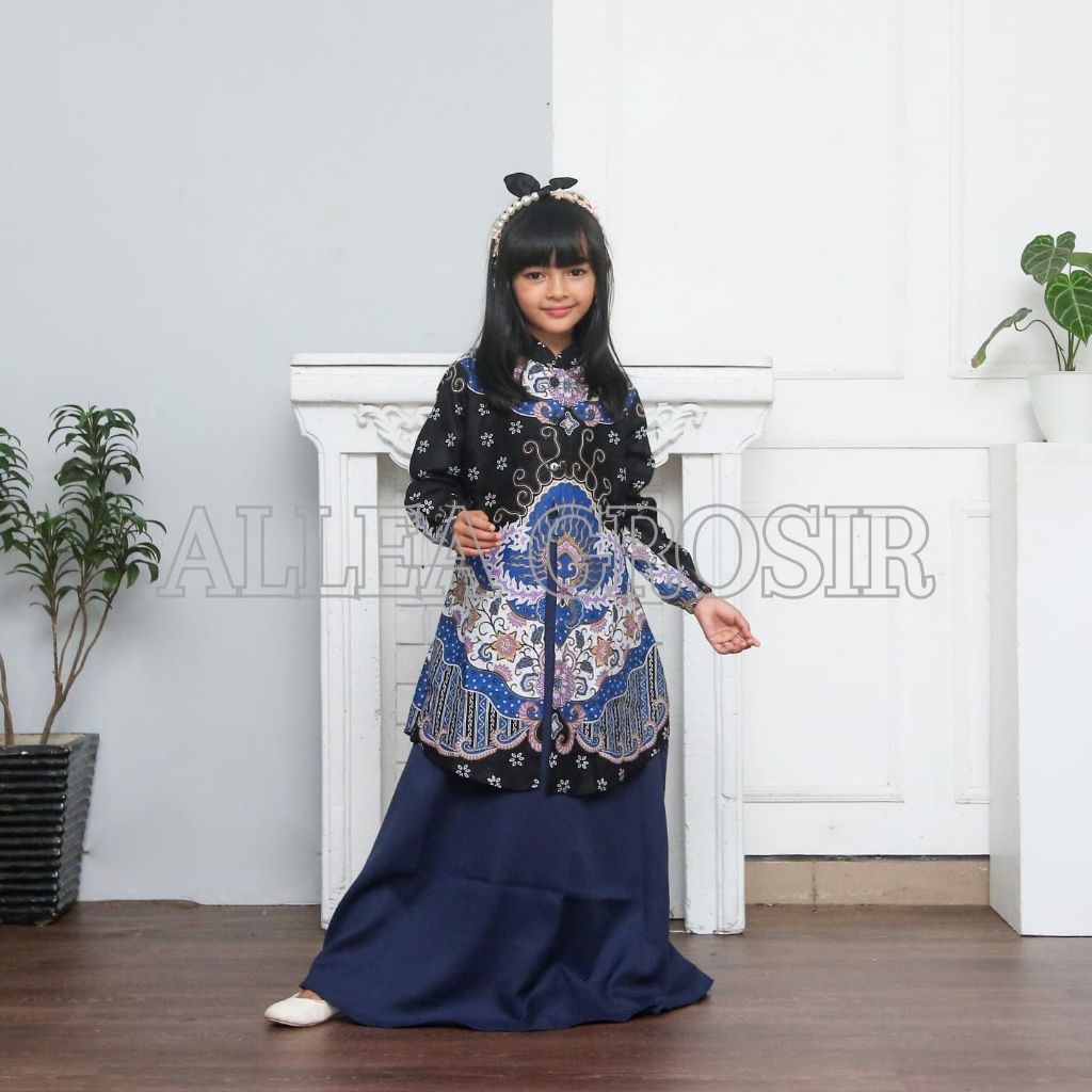 Gamis batik Anak modern, dress muslim, gamis batik kombinasi