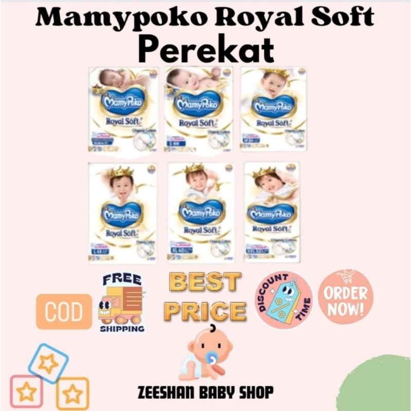 Pampers Mamypoko Royal Soft Perekat NBS62/S60/M56/L48/XL40/XXL32