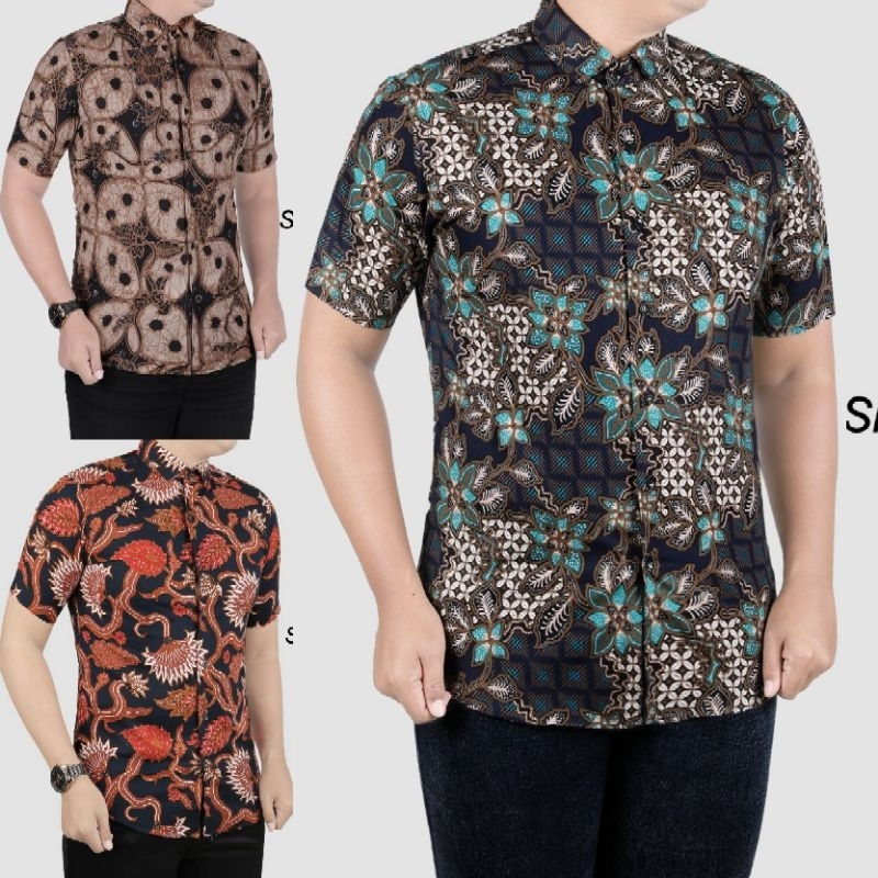 Kemeja Batik Pria Lengan Pendek Slimfit // HEM Mewah ColinDion