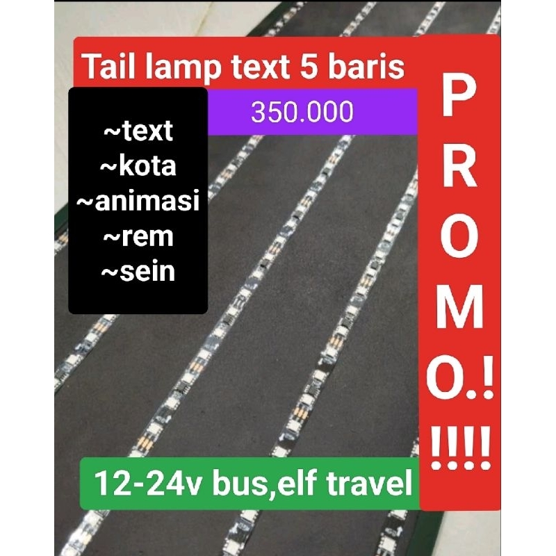 tail lamp kaca belakang text 12-24v 5baris