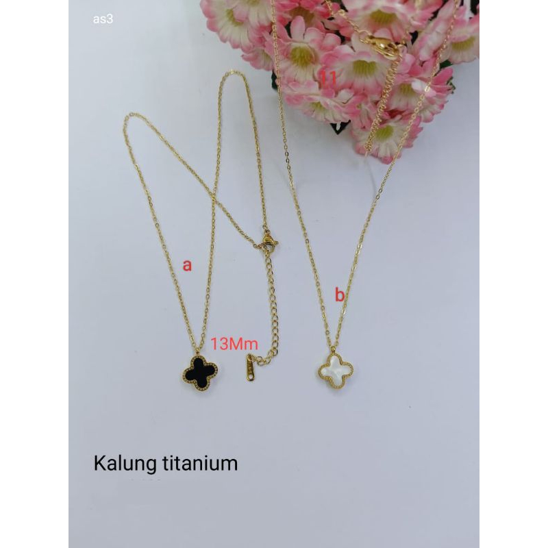 KALUNG TITANIUM LIONTIN MODEL KLOPER HITAM PUTIH, KALUNG FASHION AKSESORIS WANITA perhiasan KALUNG  