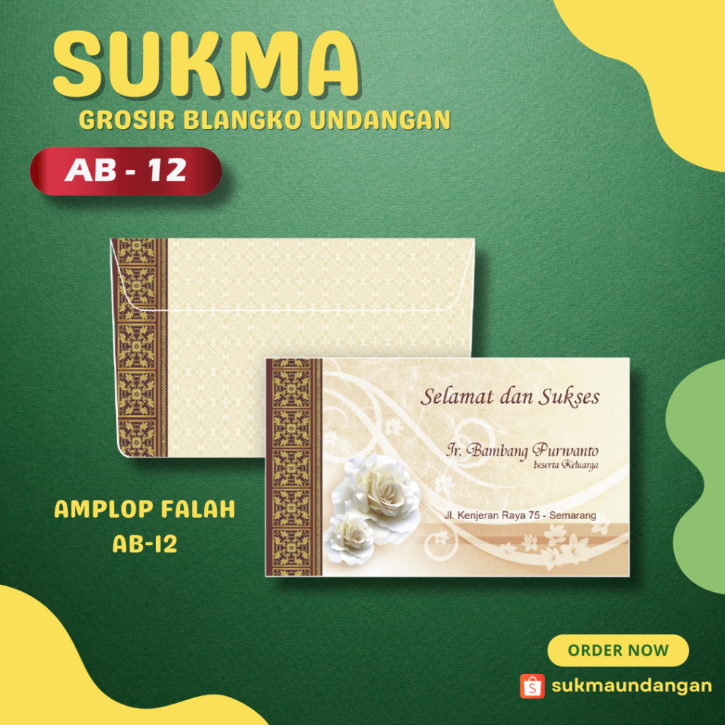 

AMPLOP KONDANGAN NIKAH MURAH FALAH AB 12 50 PCS UKURAN TANGGUNG | SUKMA UNDANGAN