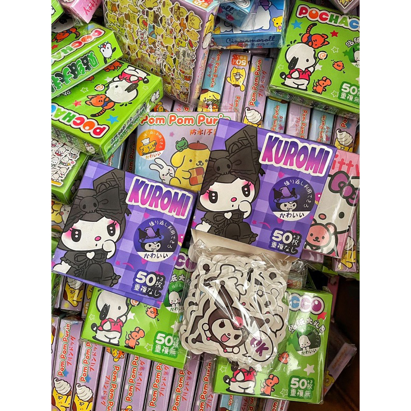 

STIKER KUROMI,CINNAMONROLL,POP PURIN,HELLOKITY,POCHACCO LUCU ISI 50 LEMBAR