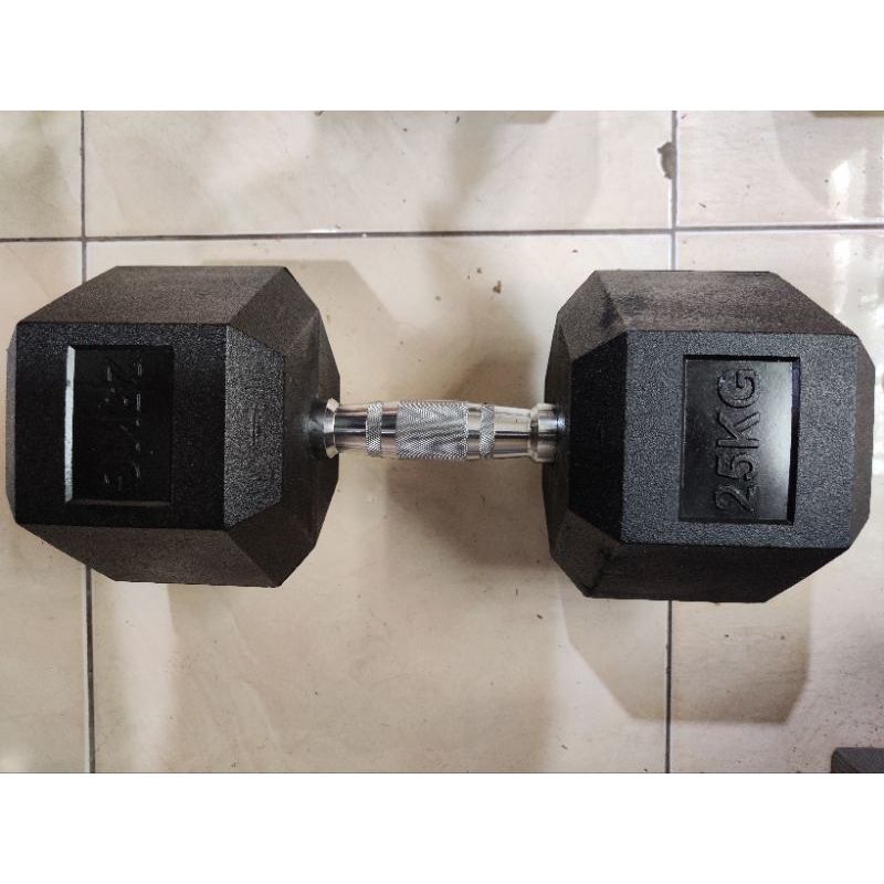 Hexagonal Dumbbell barbel karet 25Kg