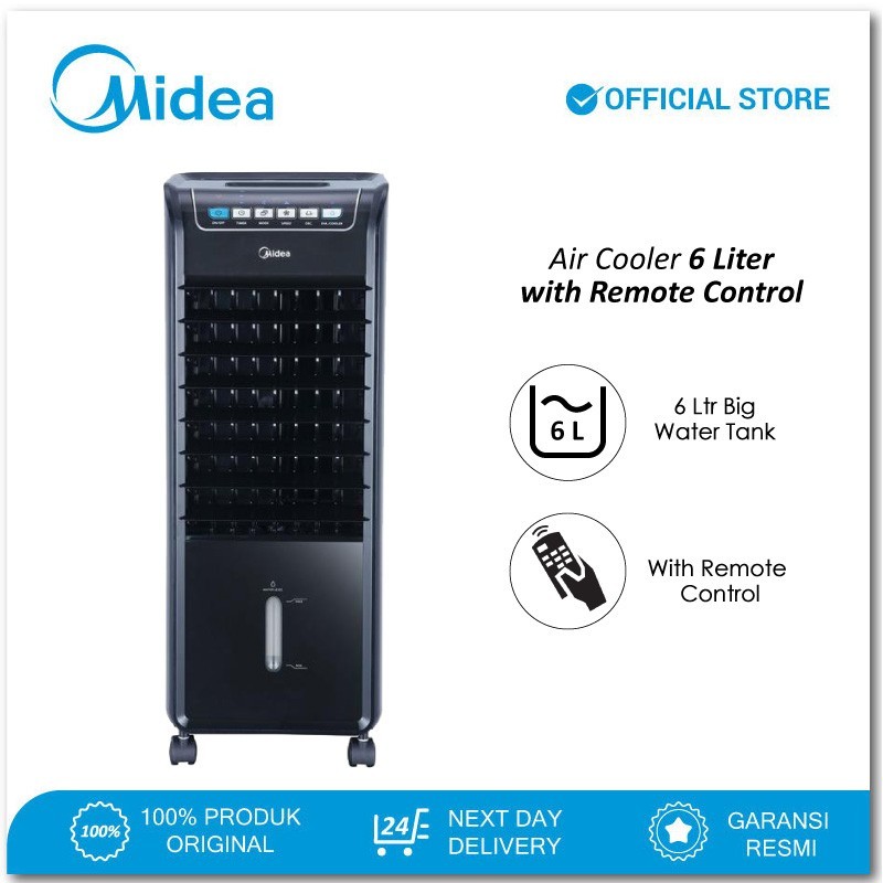 Midea Ac100-A(B) Air Cooler Portable Standing 3 In 1 Hepa Filter 6 Liter - Black