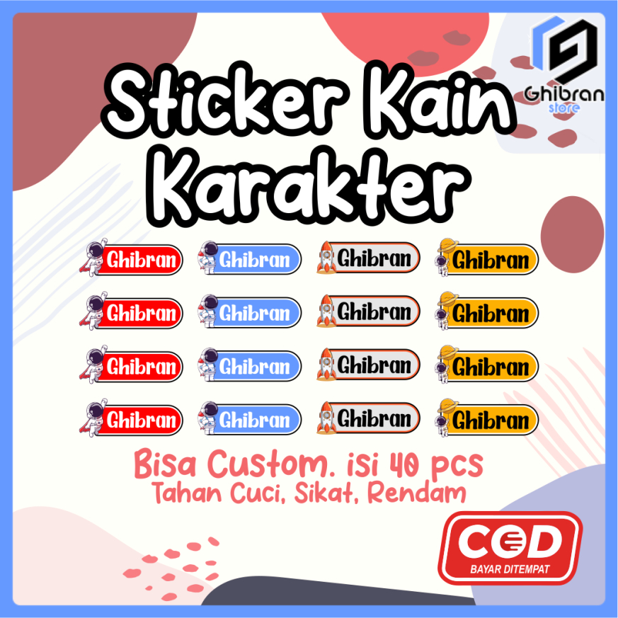 

Label Nama Custom II Sticker Kain Nama isi 50pcs+ II Label Baju Karakter II Stiker Kain Setrika