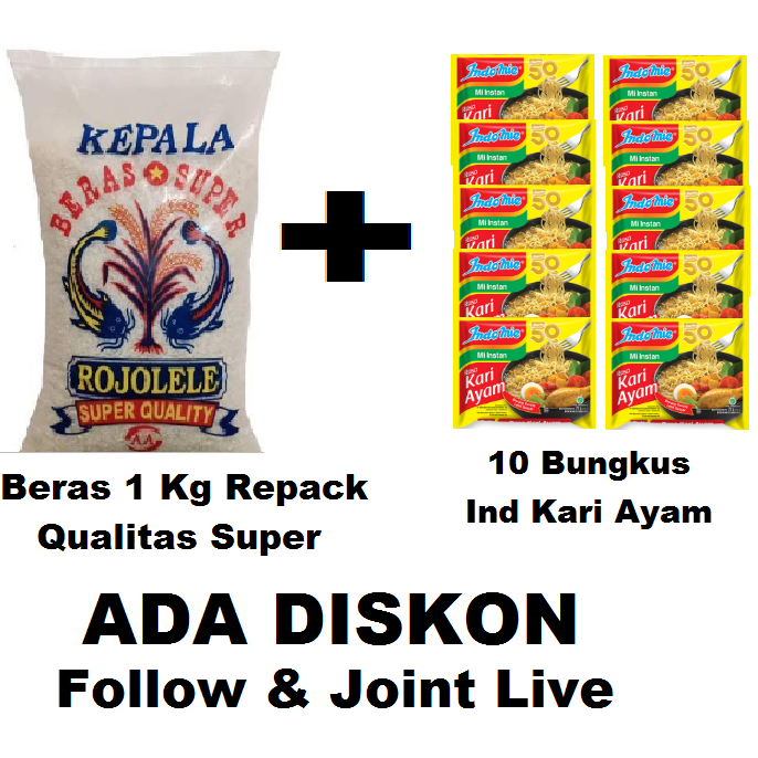 

Paket Sembako 50 Ribuan Beras Super Quality 1kg + 10 Bks Indomie - Rafka Aulia Collection