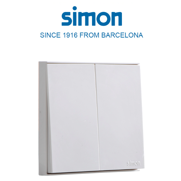 SIMON E6 Saklar 2Gang 2Way White/Grey/Champagne