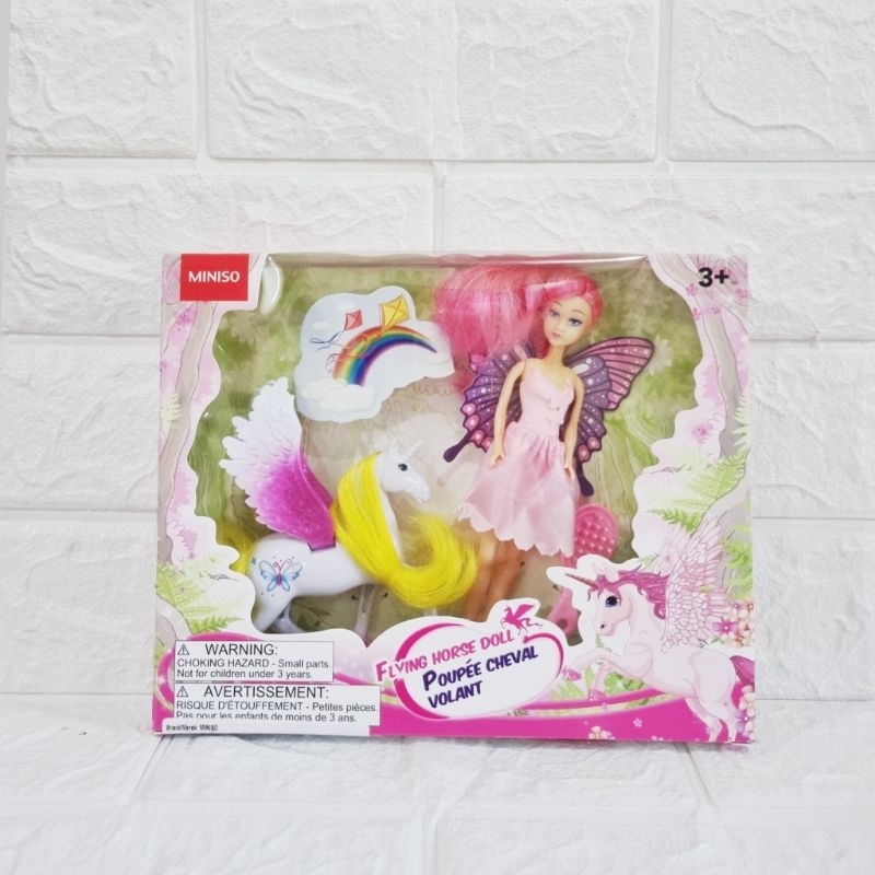 MINISO Flying Horse Doll/Boneka Barbiee + Unicorn Miniso