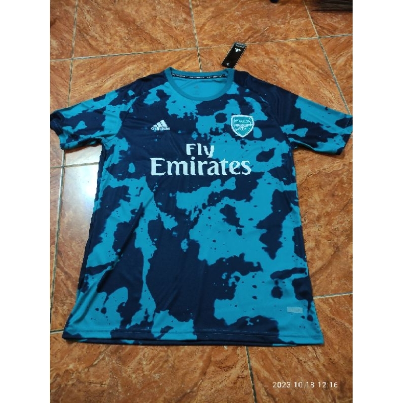Jersey Arsenal Retro Training warna hijau hitam (for the oceans) ukuran L (foto asli,ada waktu penga