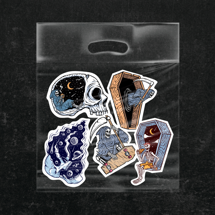 

Sticker Grim Reaper Skull Aesthetic Waterproof Vinyl Anti Air