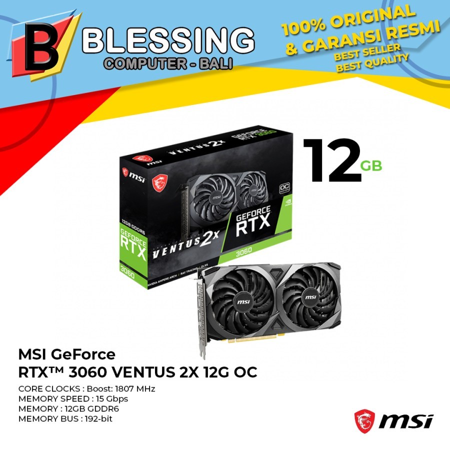 VGA MSI RTX 3060 VENTUS 2X 12GB OC GDDR6 192-bit / VGA RTX3060