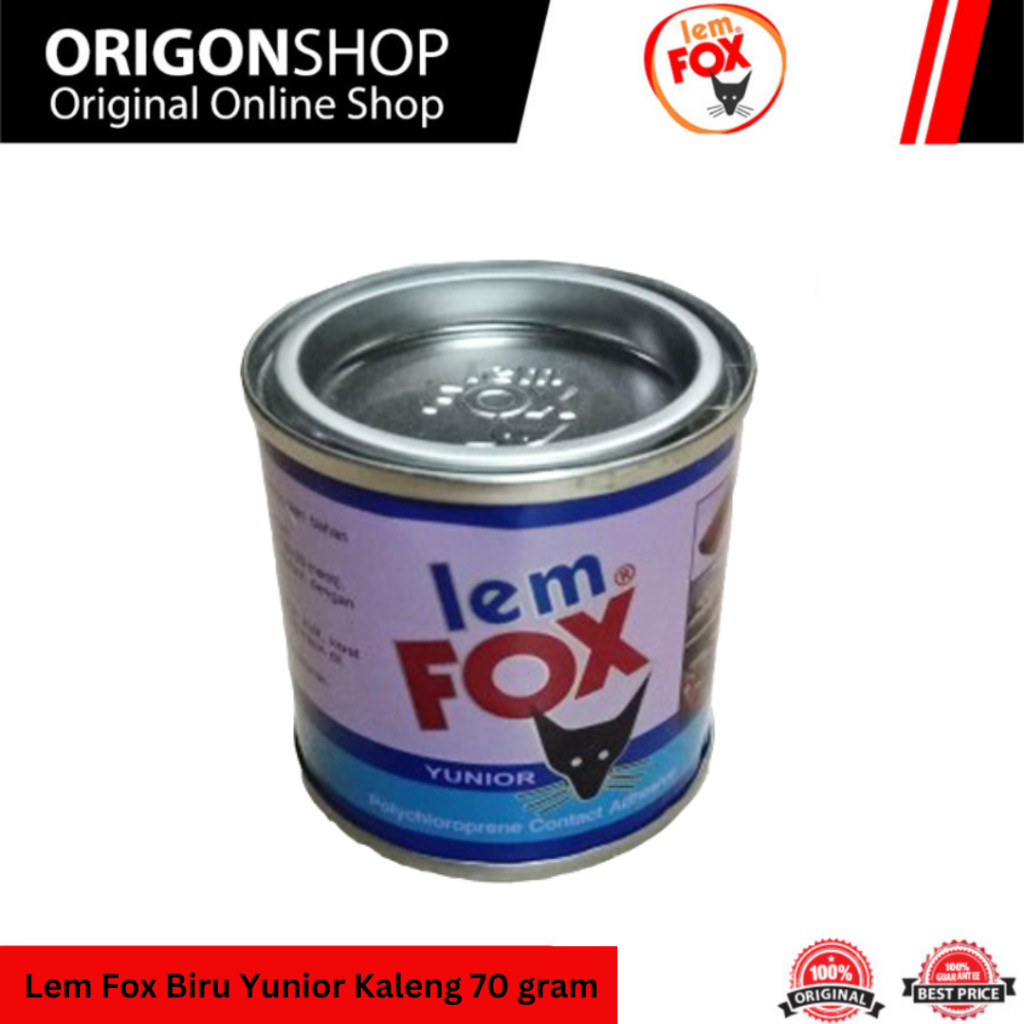 

Lem Fox Yunior Kaleng Biru 70 gram / Lem Sepatu/ Lem karet / Lem Kayu / Lem vinyl ORIGINAL