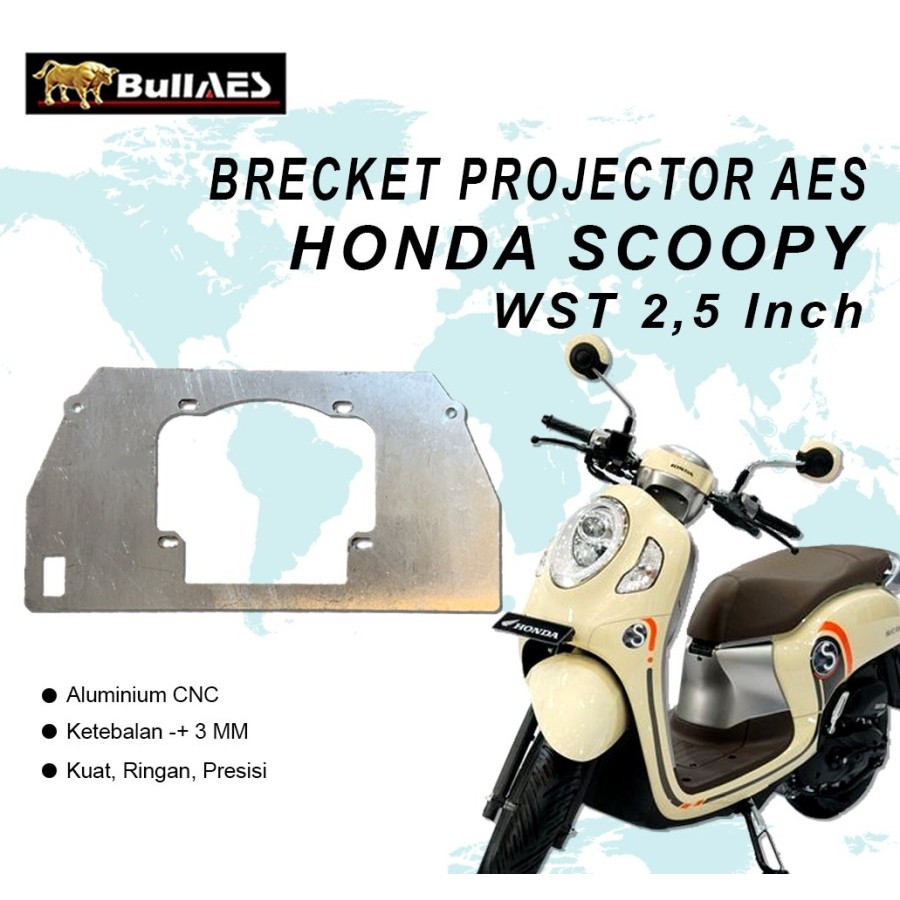BRAKET RETROFIT MOTOR HONDA SCOOPY PROJECTOR WST 2,5 INCH