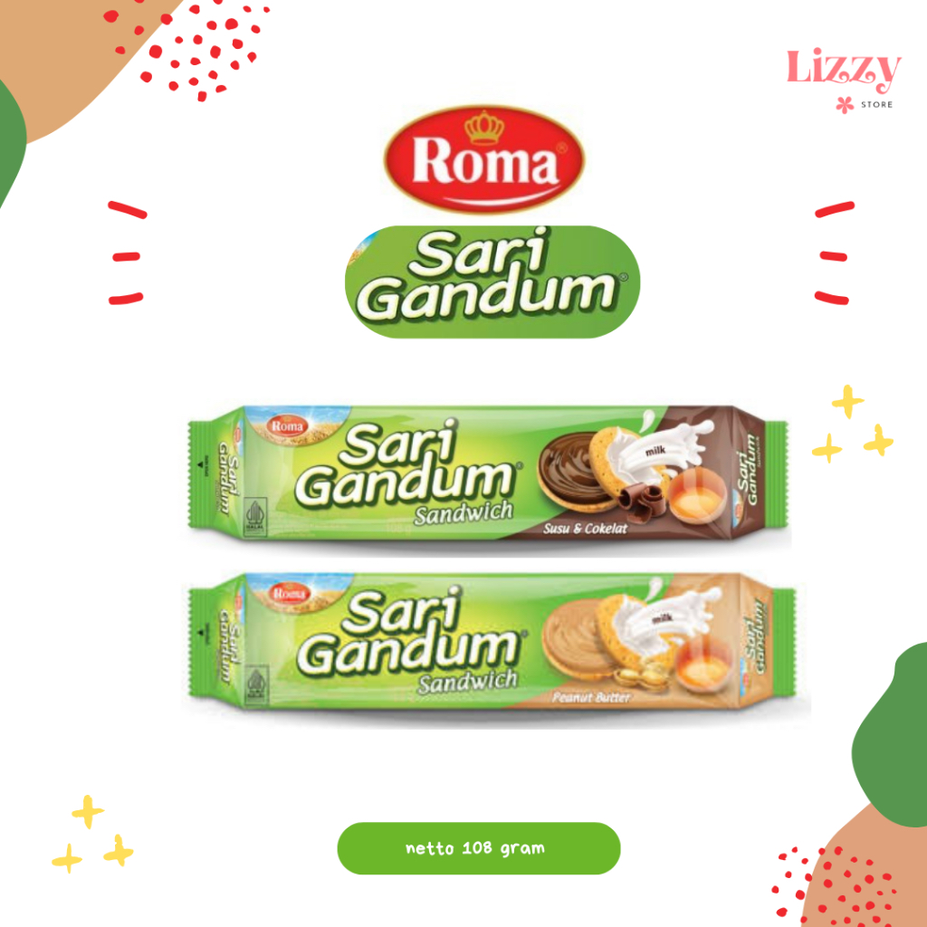 

Sari Gandum Sandwich Biskuit Roma Peanut Butter | Cokelat 108gram