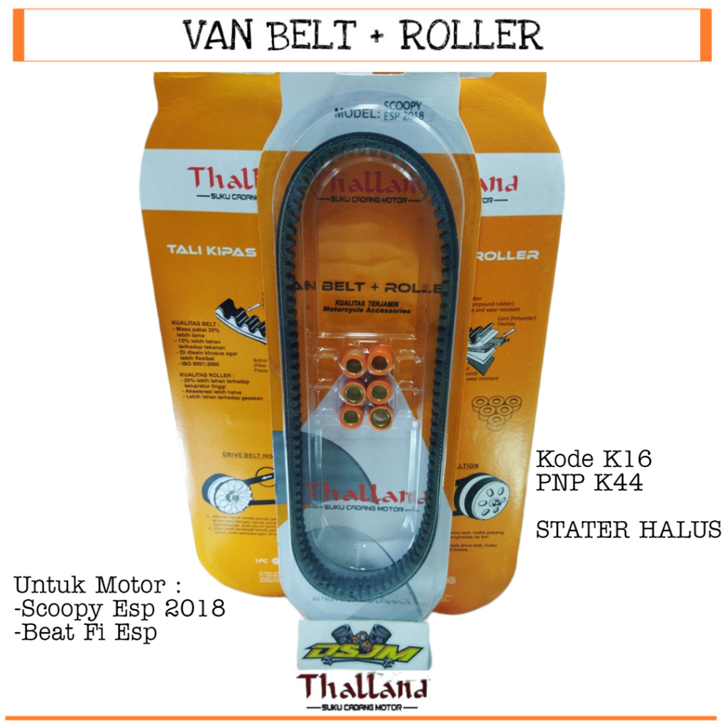 VANBEL KIT SCOOPY ESP 2018 RING 12 "K16" VANBELT PLUS ROLLER SCOOPY ESP 2018 RING 12 "K16" THALLAND