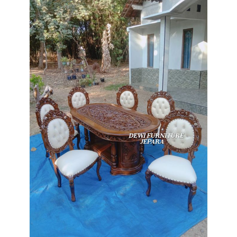 meja kursi makan ukiran furniture Jepara