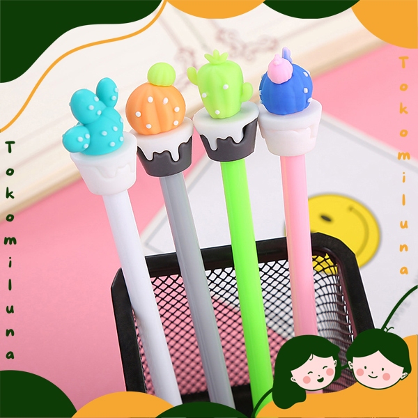 

Pulpen karakter colorful cactus pulpen kaktus pena lucu cute tinta gel black souvenir alat tulis HB1383